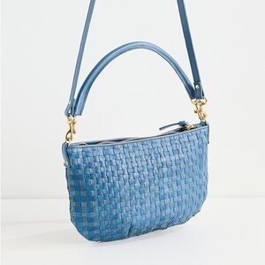 Clare V. Petit Moyen Light Blue Woven Checker